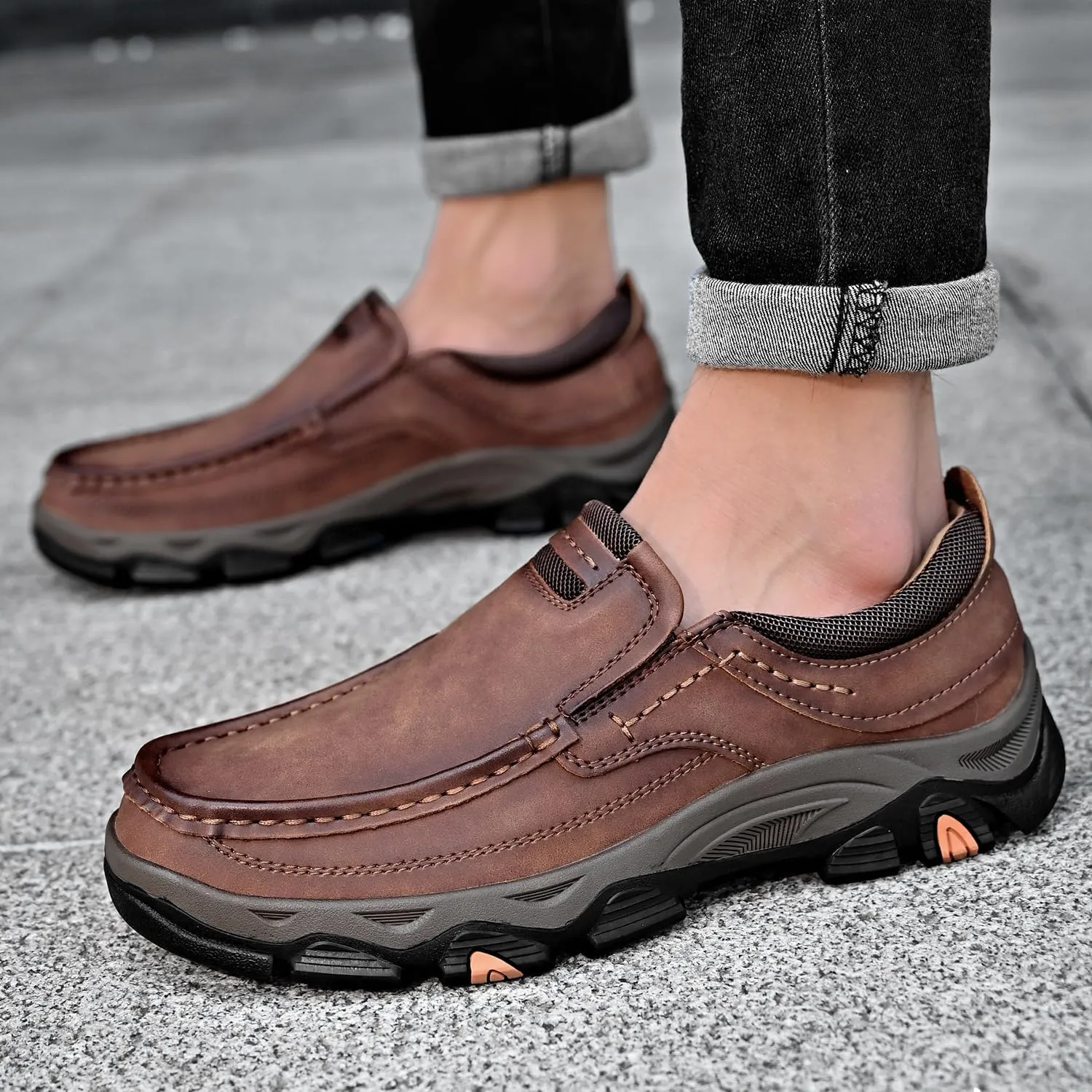 Mens Slip on Loafers Casual Leather Shoes Walking for Work Office Dress Outdoor Shoes