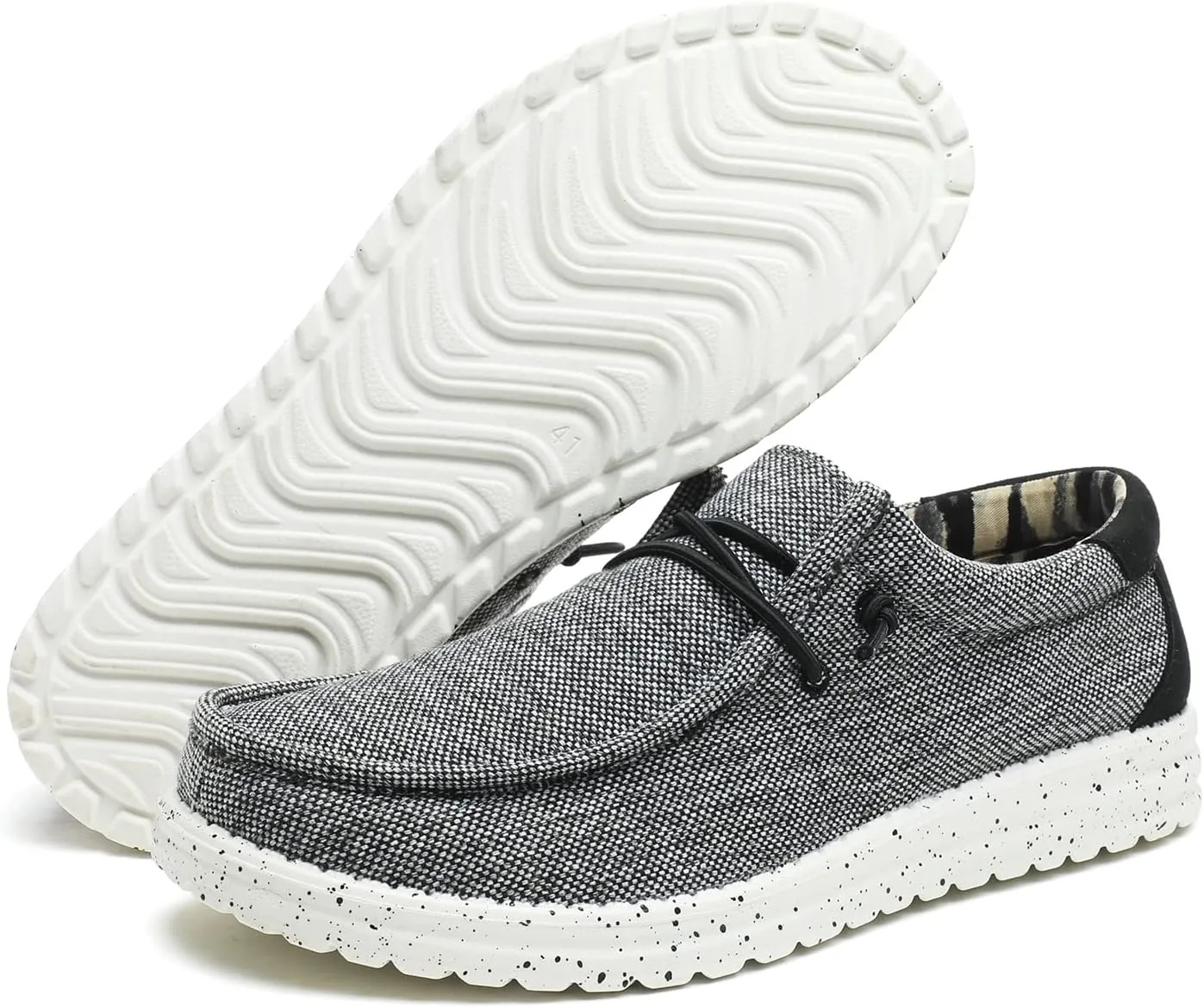 Mens Slip On Loafers Shoes Machine Washable Men Casual Boat Shoe for Work Walk and Traveling Breathable Lightweight Comfort Removable PU Insole Black Grey