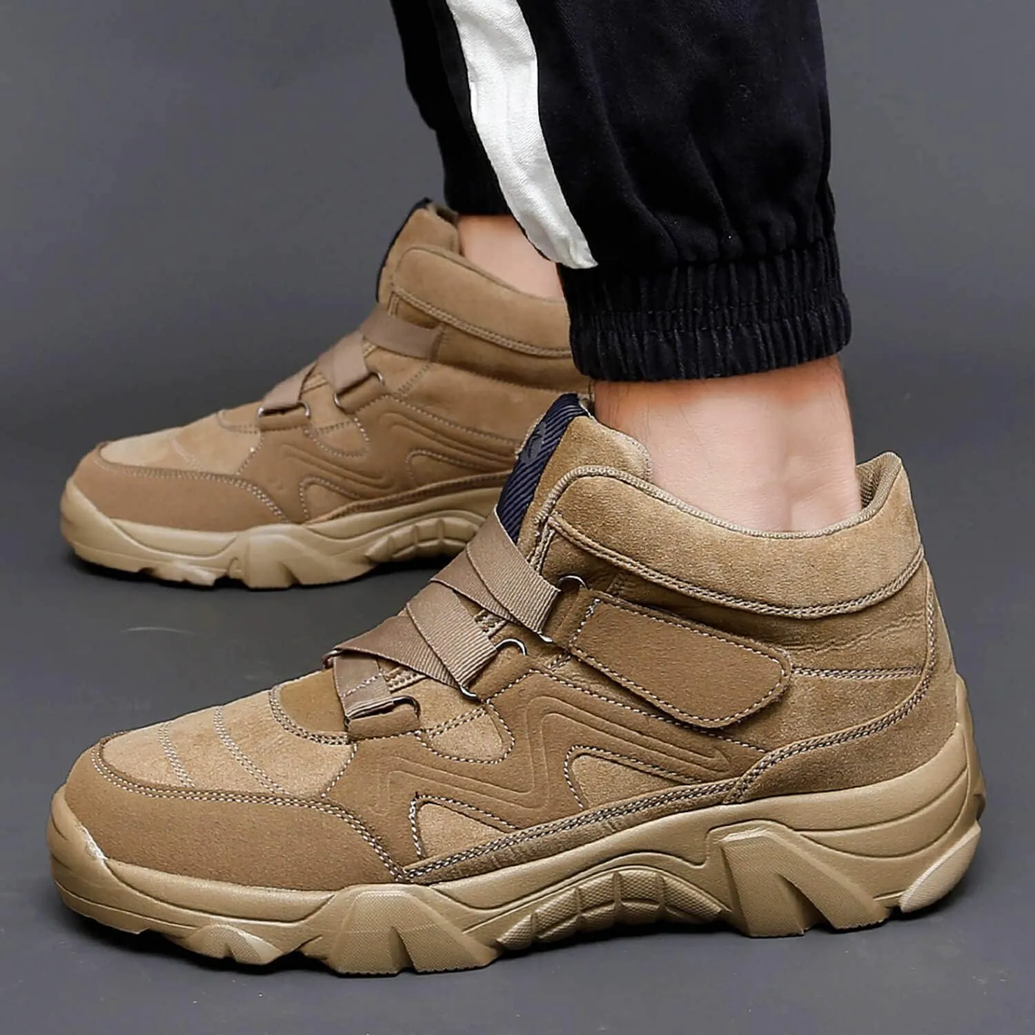 Men's Slip On Walking Sneakers Comfortable Hiking Fashion high top Boots…