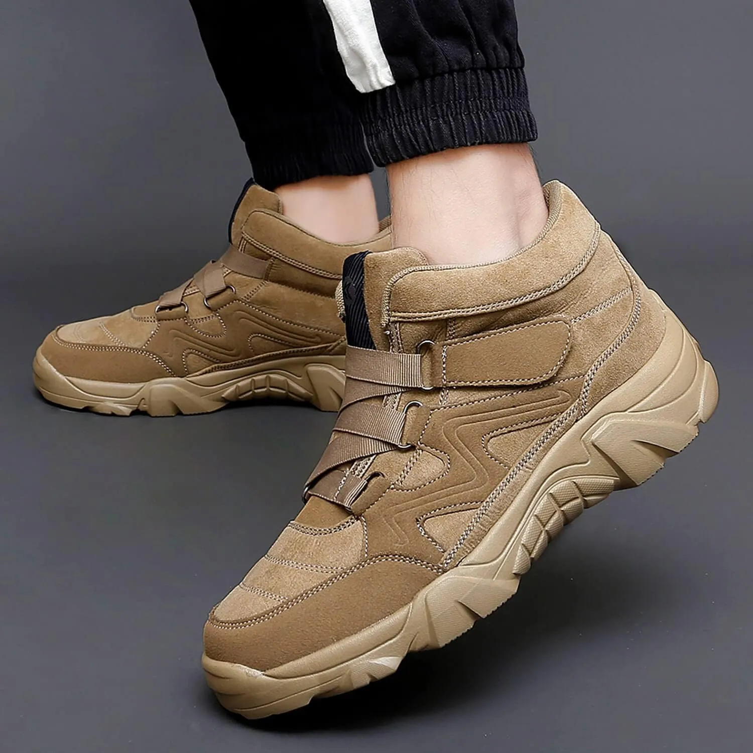Men's Slip On Walking Sneakers Comfortable Hiking Fashion high top Boots…