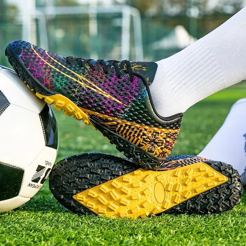 Men's Soccer Shoes Cleats Professional Low-Top Non-Slip Spikes Lace-Up Breathable Athletic Football Boots for Outdoor Indoor TF/AG/FG