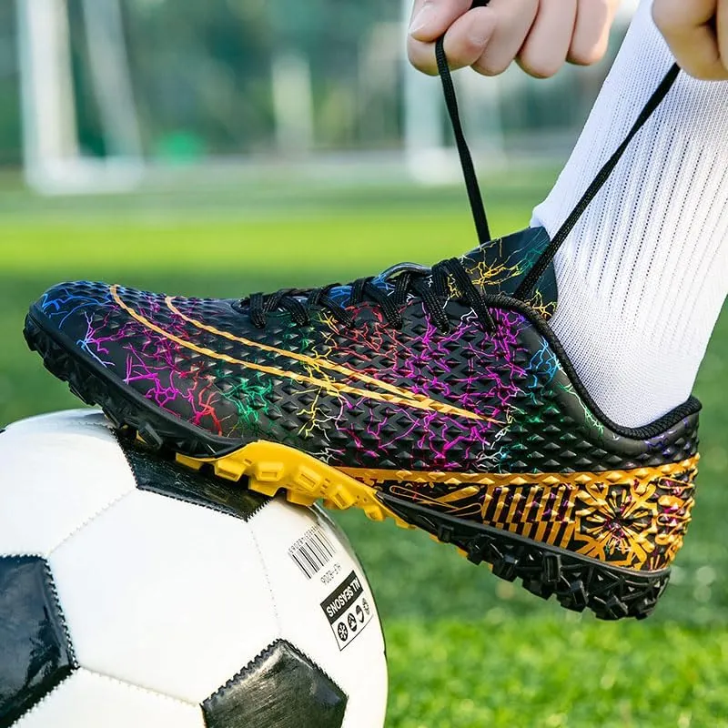 Men's Soccer Shoes Cleats Professional Low-Top Non-Slip Spikes Lace-Up Breathable Athletic Football Boots for Outdoor Indoor TF/AG/FG