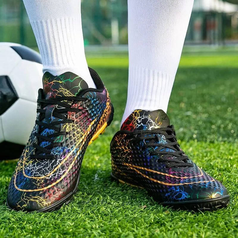 Men's Soccer Shoes Cleats Professional Low-Top Non-Slip Spikes Lace-Up Breathable Athletic Football Boots for Outdoor Indoor TF/AG/FG
