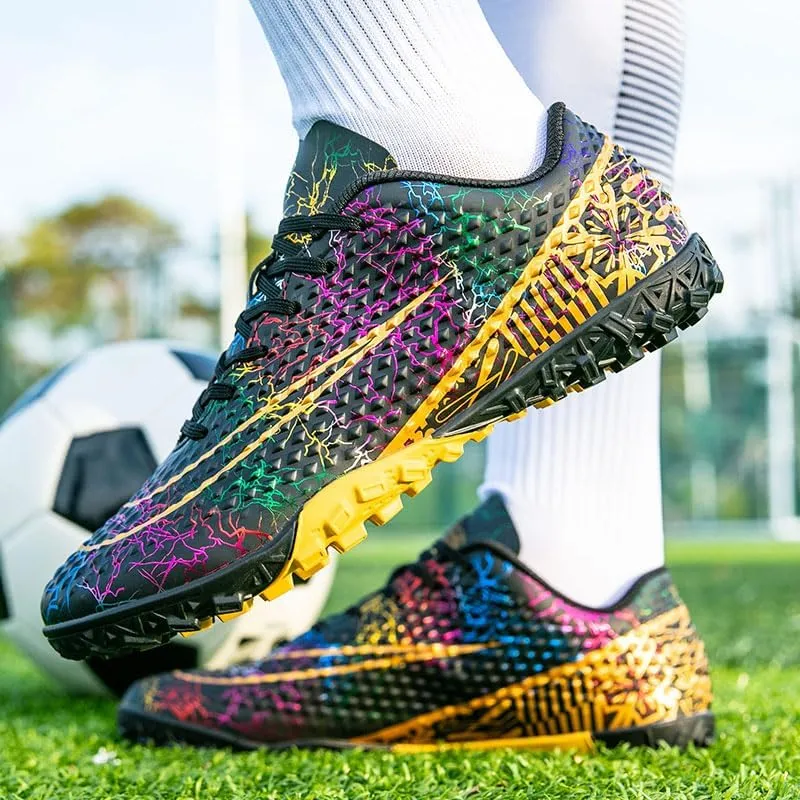 Men's Soccer Shoes Cleats Professional Low-Top Non-Slip Spikes Lace-Up Breathable Athletic Football Boots for Outdoor Indoor TF/AG/FG