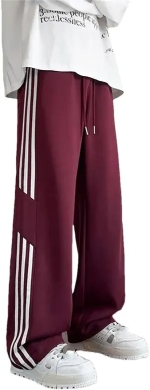 Men's Straight Leg Casual Sweatpants Elastic Waist Midweight Comfortable Fit Trousers for Daily Wear