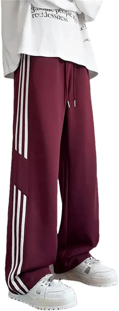 Men's Straight Leg Casual Sweatpants Elastic Waist Midweight Comfortable Fit Trousers for Daily Wear