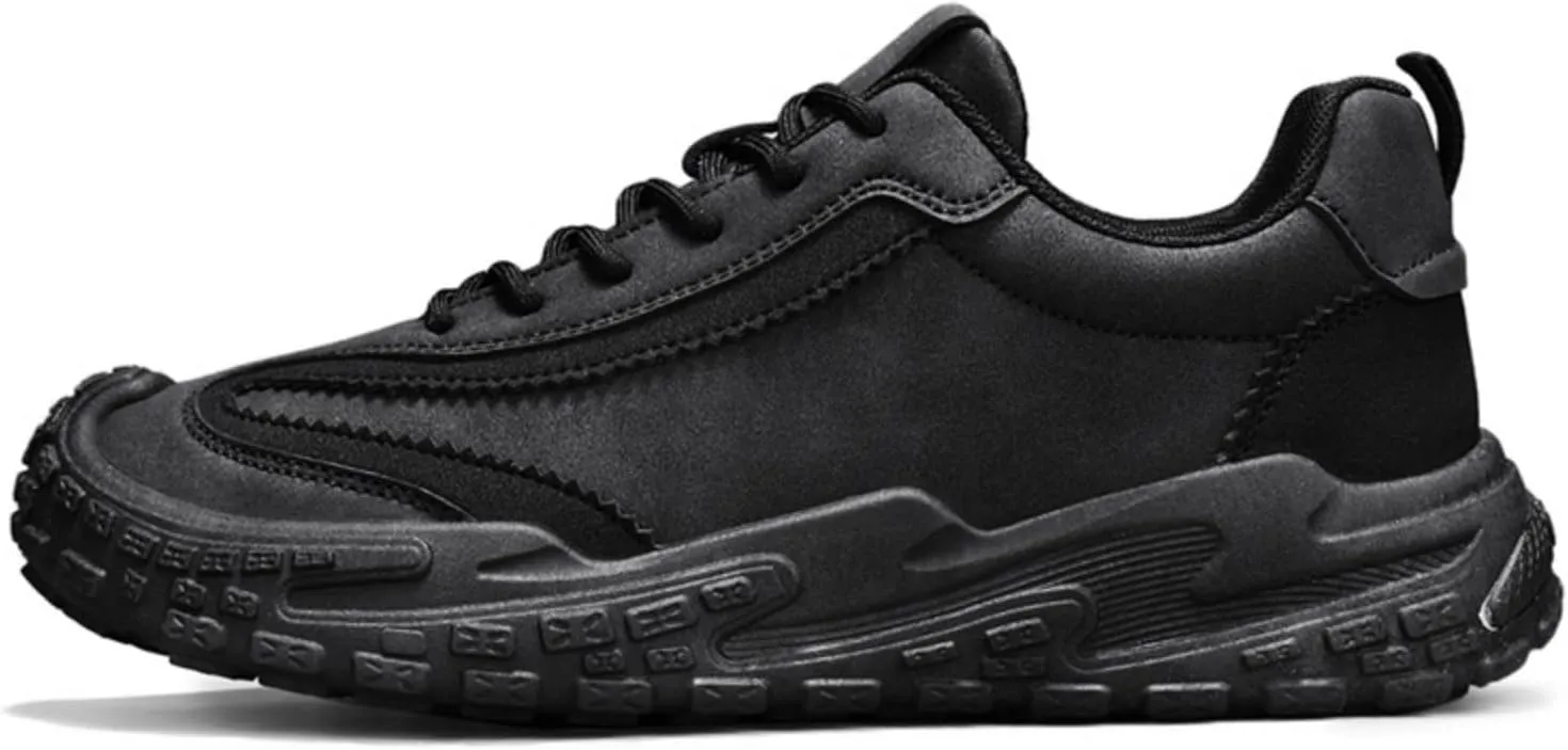 Men's Suede Leather Lace-Up Sneakers Anti-Slip Cushioned Walking Casual Shoes with Heel Pull Tab Outdoor Urban Hiking Sports Footwear for Men