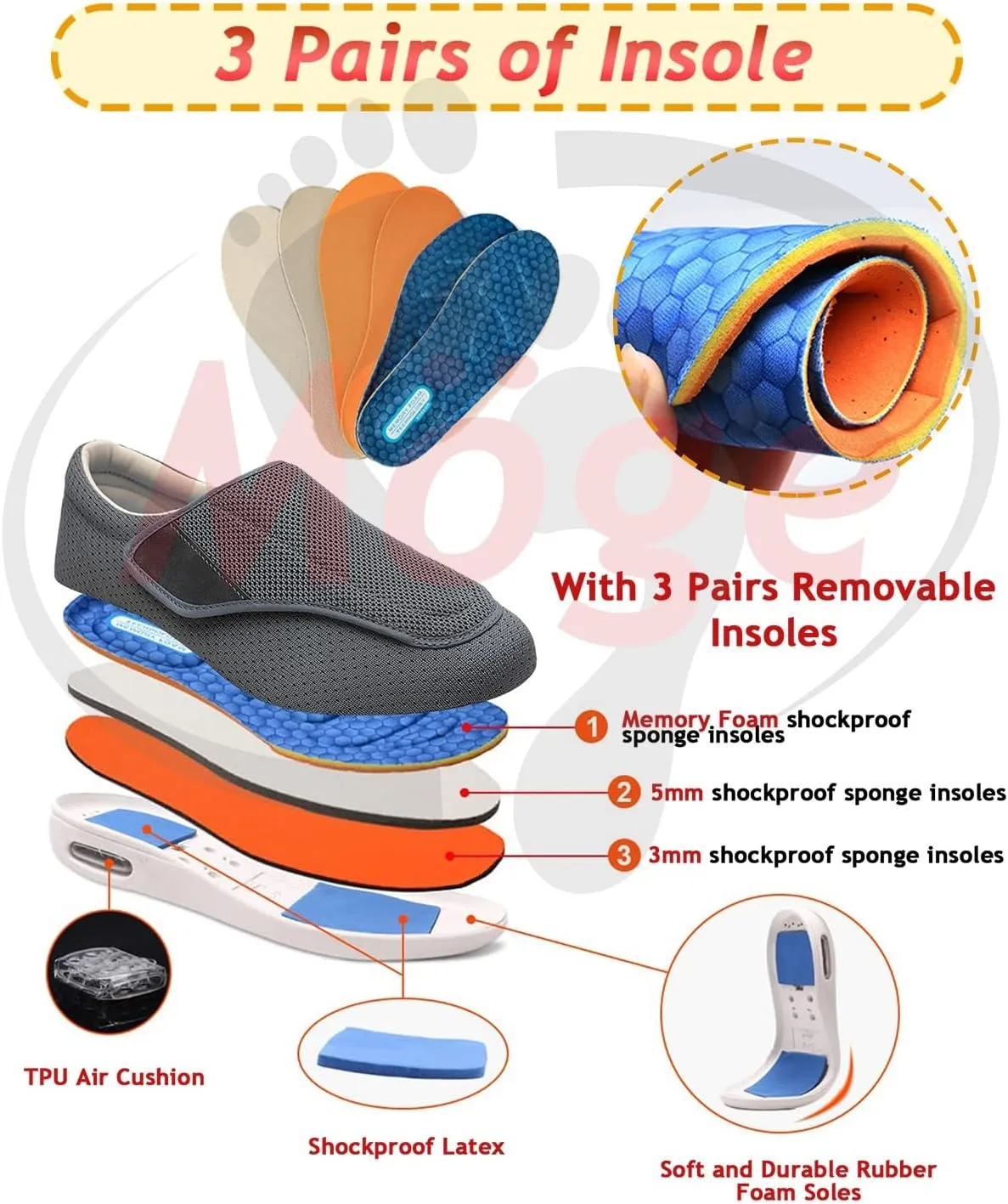 Mens Walking Shoes Slip-on Trainers Loafers with Arch Support Orthopedic Casual Sneakers for Plantar Fasciitis Indoor & Outdoor Walking Slippers Shoes