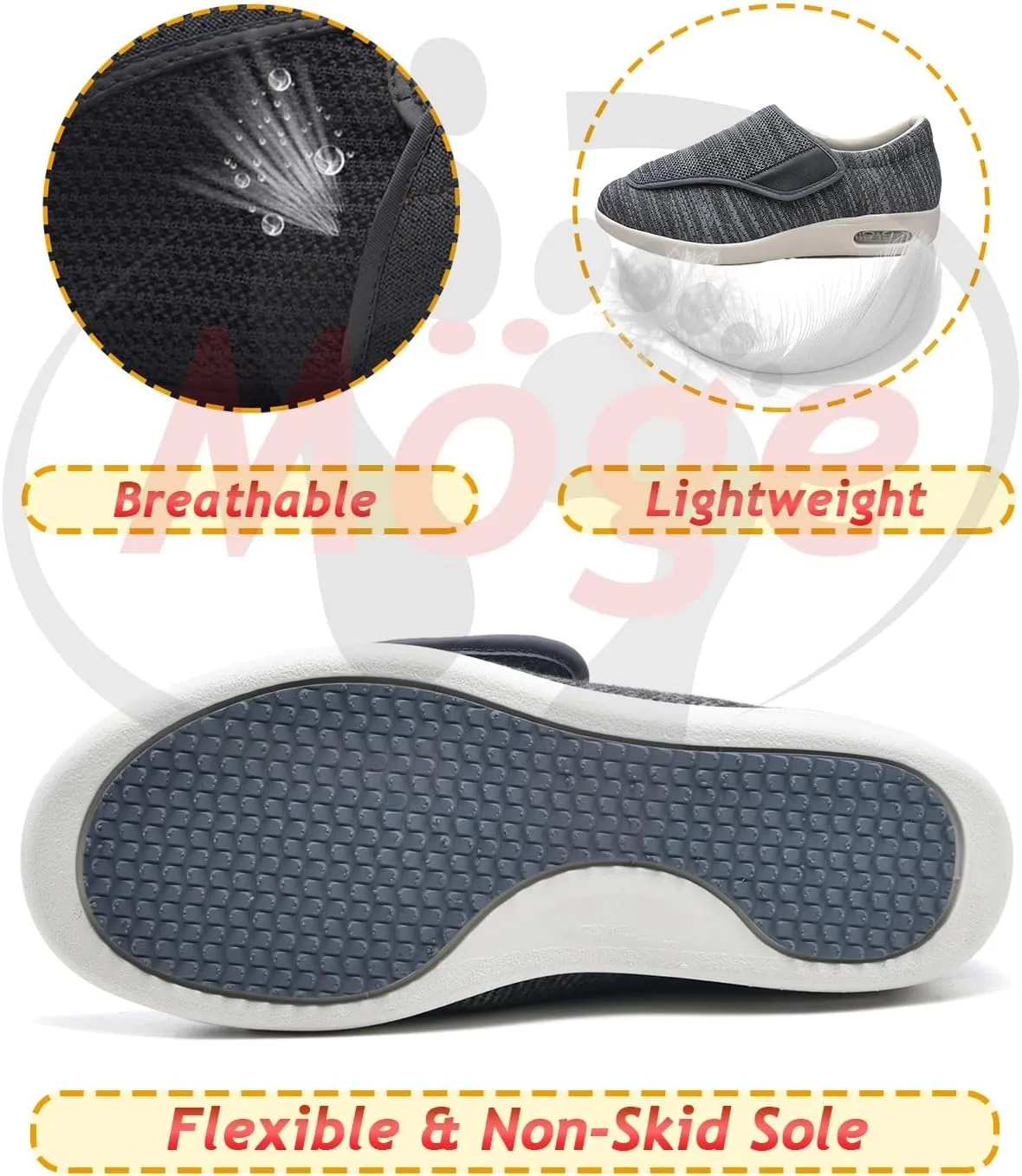 Mens Walking Shoes Slip-on Trainers Loafers with Arch Support Orthopedic Casual Sneakers for Plantar Fasciitis Indoor & Outdoor Walking Slippers Shoes