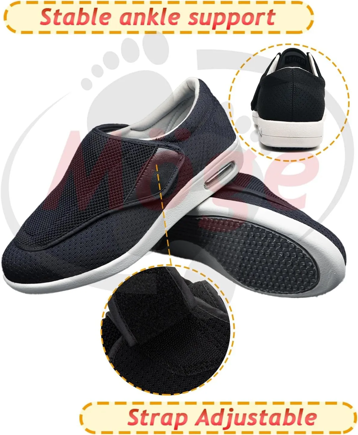 Mens Walking Shoes Slip-on Trainers Loafers with Arch Support Orthopedic Casual Sneakers for Plantar Fasciitis Indoor & Outdoor Walking Slippers Shoes