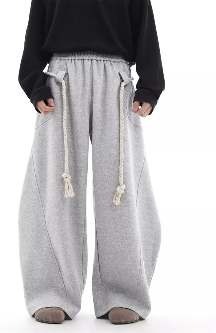 Men's Wide Leg Baggy Sweatpants Drawstring Waist Casual Oversized Full Length Joggers Pants