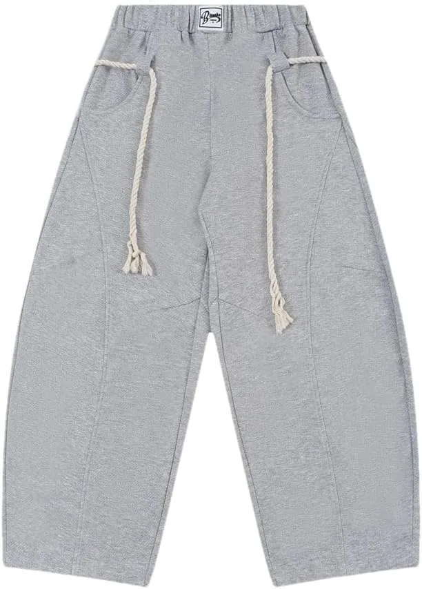 Men's Wide Leg Baggy Sweatpants Drawstring Waist Casual Oversized Full Length Joggers Pants