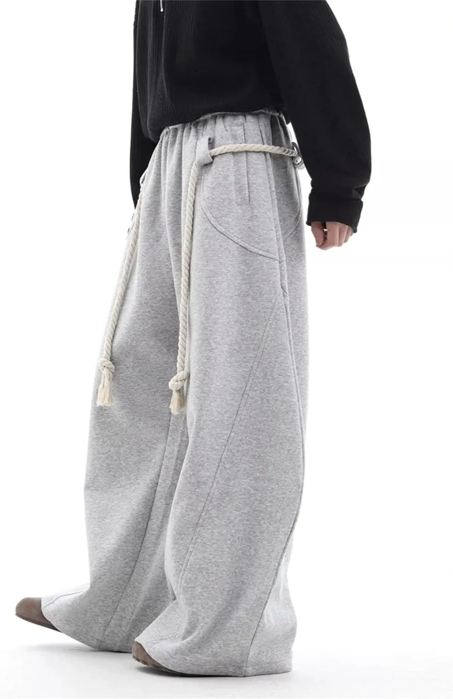 Men's Wide Leg Baggy Sweatpants Drawstring Waist Casual Oversized Full Length Joggers Pants