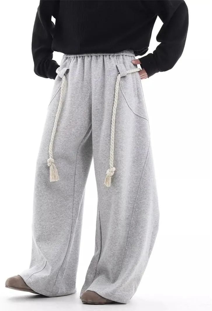Men's Wide Leg Baggy Sweatpants Drawstring Waist Casual Oversized Full Length Joggers Pants