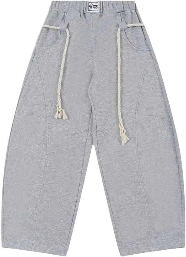 Men's Wide Leg Baggy Sweatpants Drawstring Waist Casual Oversized Full Length Joggers Pants