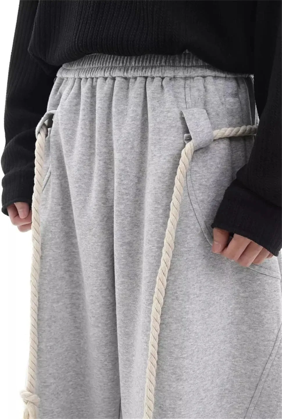 Men's Wide Leg Baggy Sweatpants Drawstring Waist Casual Oversized Full Length Joggers Pants