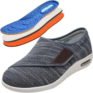 Men's Wide Width Walking Shoes Outdoor Trainers Men Comfortable Loafers Mesh Breathable Knit with Adjustable Closure Lightweight for Diabetic Swollen Feet