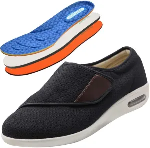 Men's Wide Width Walking Shoes Outdoor Trainers Men Comfortable Loafers Mesh Breathable Knit with Adjustable Closure Lightweight for Diabetic Swollen Feet