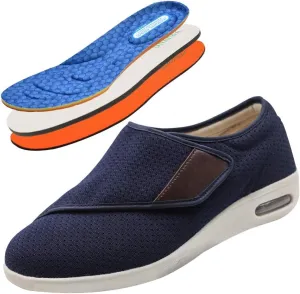 Men's Wide Width Walking Shoes Outdoor Trainers Men Comfortable Loafers Mesh Breathable Knit with Adjustable Closure Lightweight for Diabetic Swollen Feet