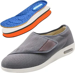 Men's Wide Width Walking Shoes Outdoor Trainers Men Comfortable Loafers Mesh Breathable Knit with Adjustable Closure Lightweight for Diabetic Swollen Feet