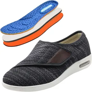 Men's Wide Width Walking Shoes Outdoor Trainers Men Comfortable Loafers Mesh Breathable Knit with Adjustable Closure Lightweight for Diabetic Swollen Feet