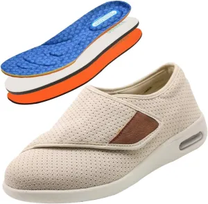Men's Wide Width Walking Shoes Outdoor Trainers Men Comfortable Loafers Mesh Breathable Knit with Adjustable Closure Lightweight for Diabetic Swollen Feet