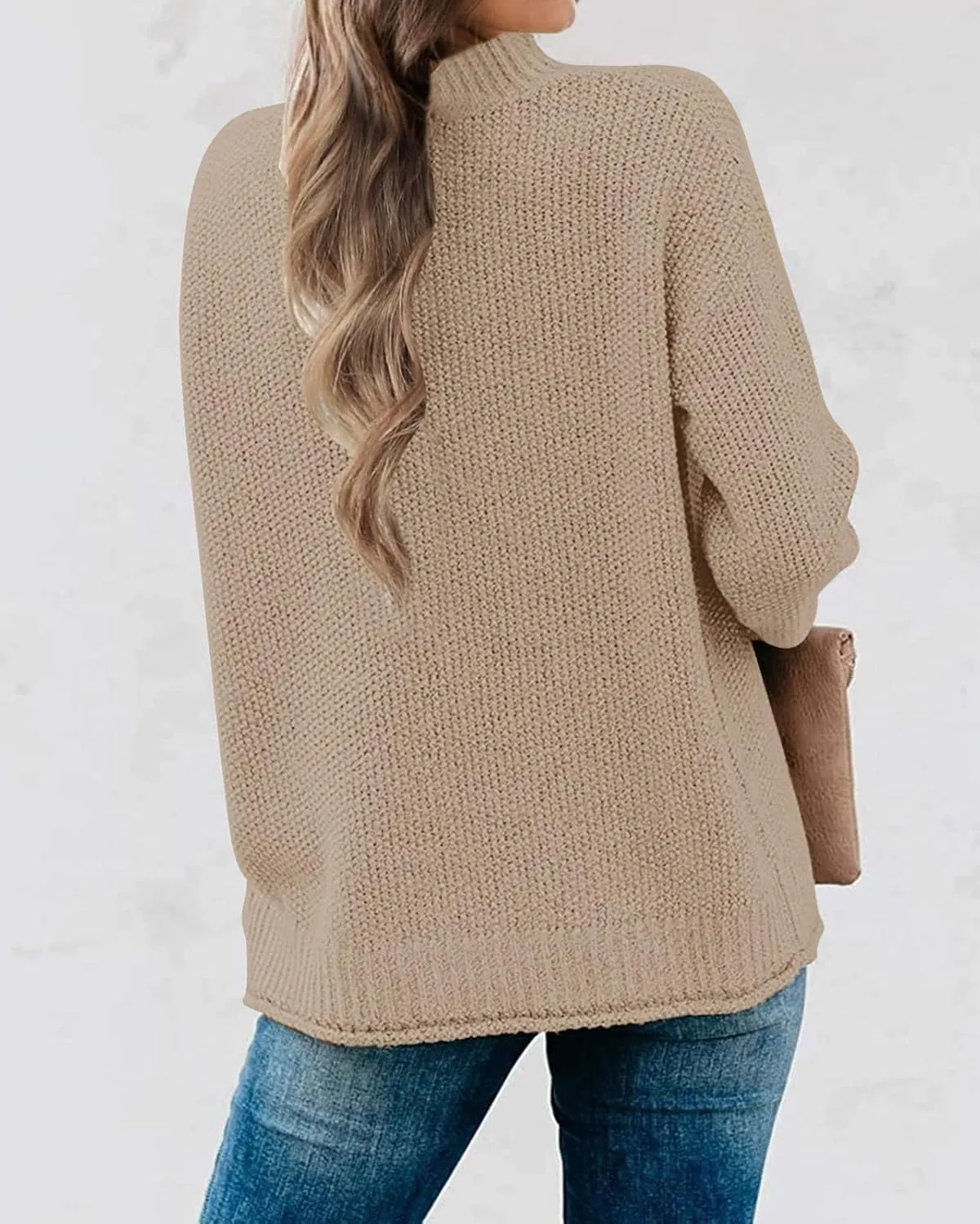 MEROKEETY Women's Long Sleeve Turtleneck Cozy Knit Sweater Casual Loose Pullover Jumper Tops