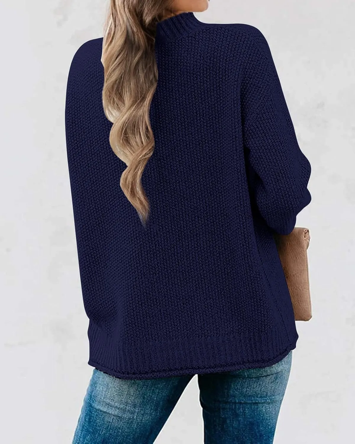 MEROKEETY Women's Long Sleeve Turtleneck Cozy Knit Sweater Casual Loose Pullover Jumper Tops