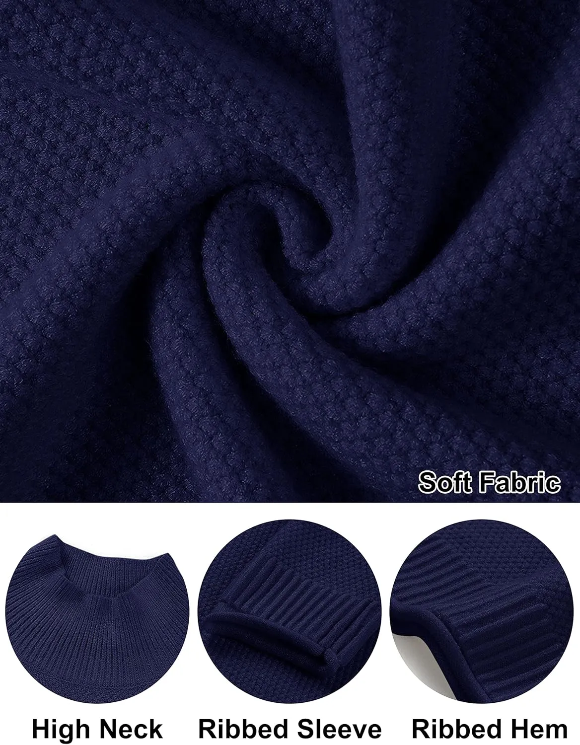 MEROKEETY Women's Long Sleeve Turtleneck Cozy Knit Sweater Casual Loose Pullover Jumper Tops