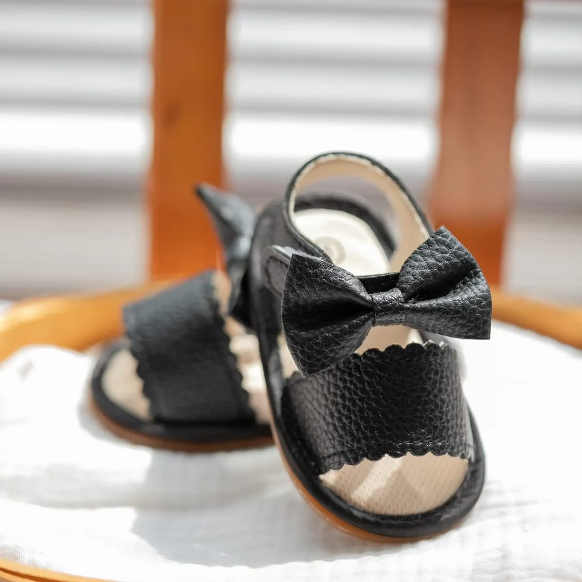 Miamooi Infant Baby Girls Boys Sandals Summer Bowknot Crib Shoes Toddler Pu Leather Flower Soft Rubber Sole Dress Flats First Walker Shoes