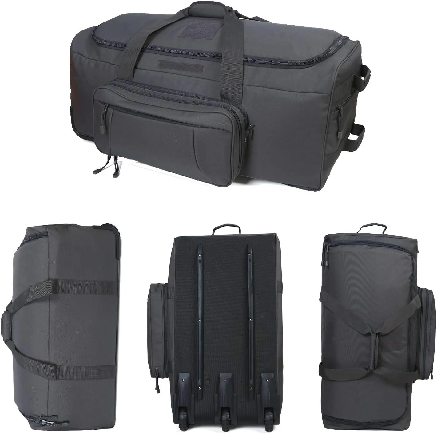 Military Wheeled Deployment Bag Tactical Heavy Duty Duffel Bag for Hiking Camping (Grey)