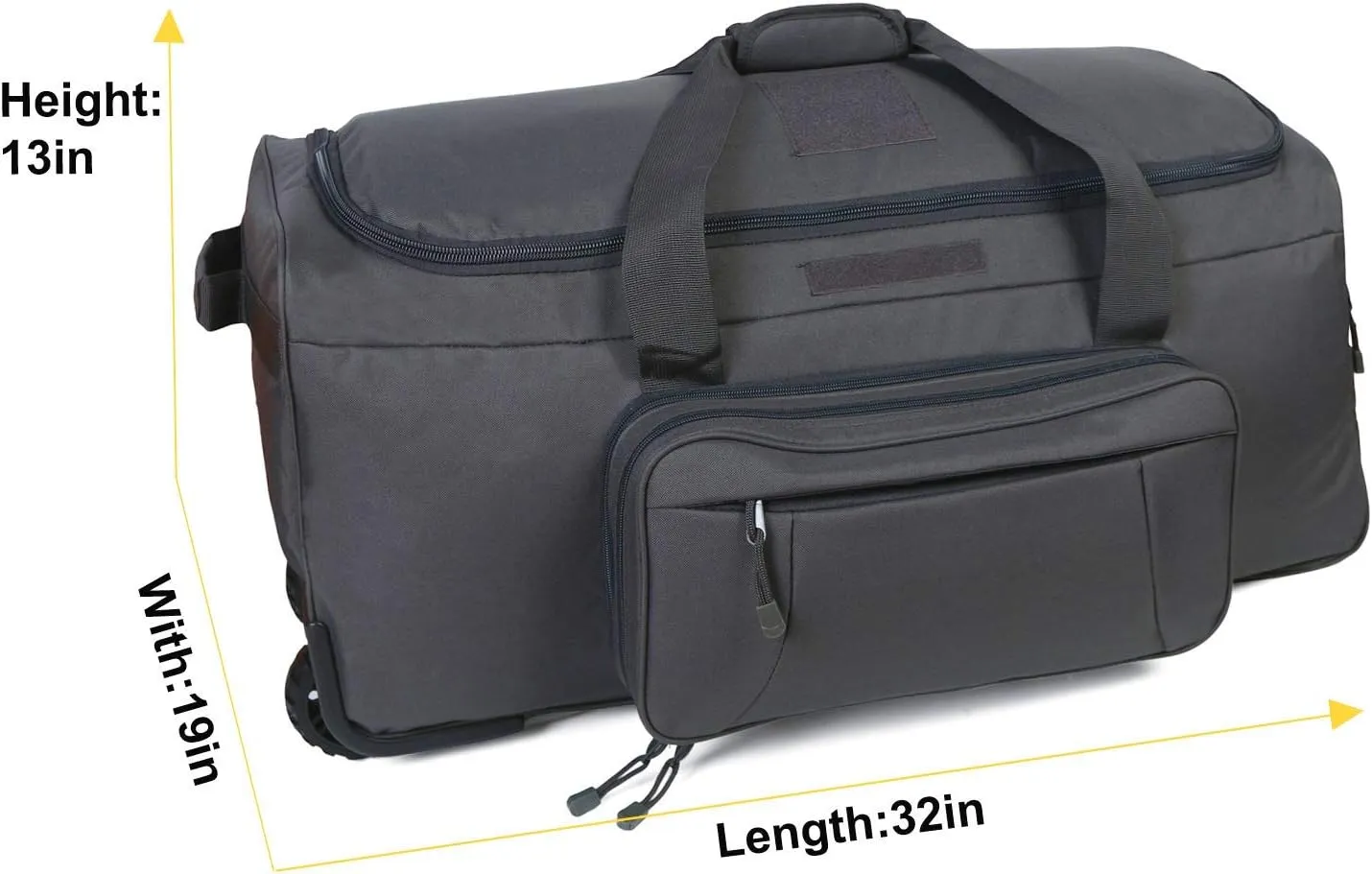Military Wheeled Deployment Bag Tactical Heavy Duty Duffel Bag for Hiking Camping (Grey)