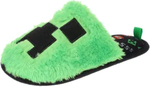 Minecraft Official Slippers Unisex Fuzzy Creeper Sandals, Padded, Soft, Warm