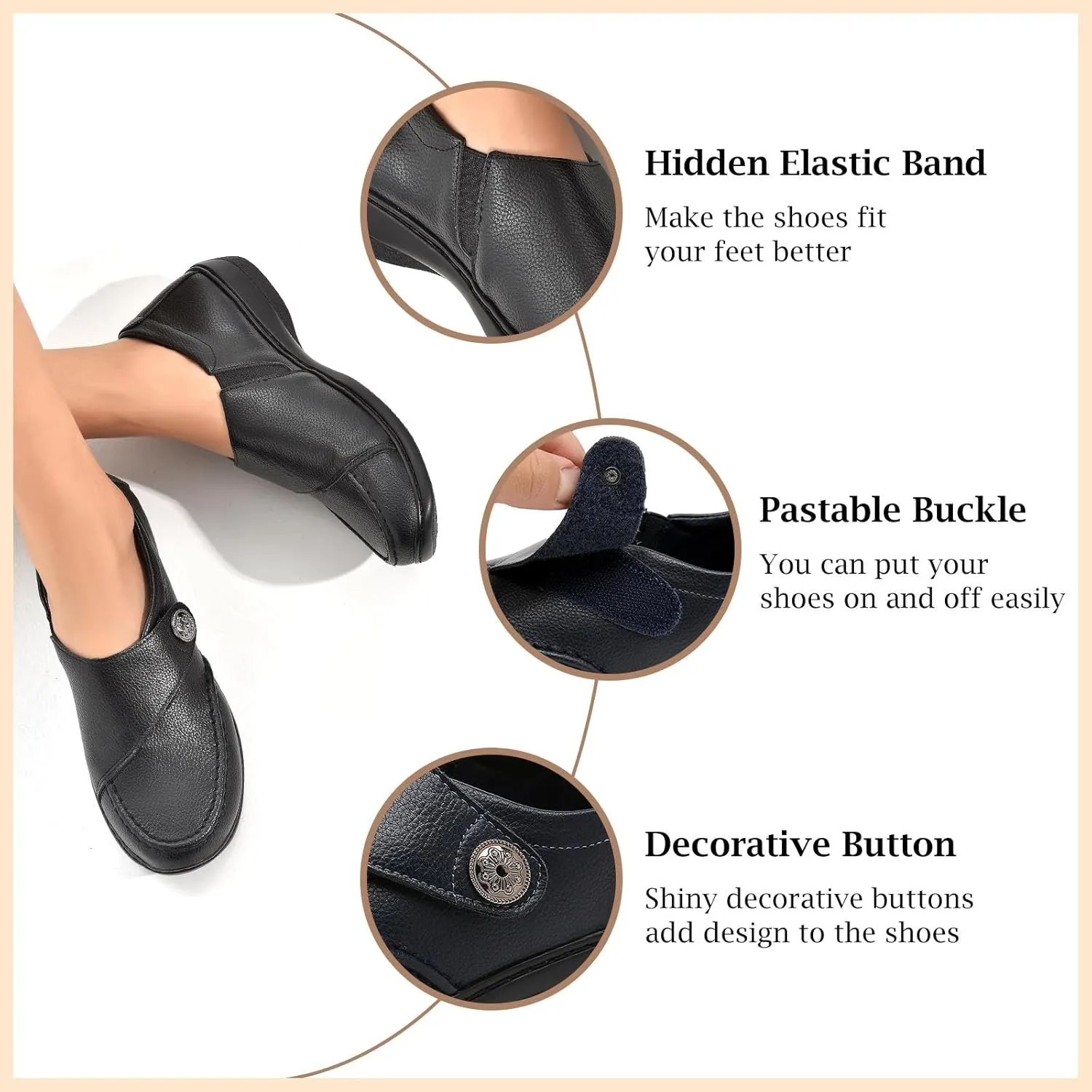 Mishansha Women's Slip On Loafers Closed Toe Flat Sandals Comfort Walking Shoes