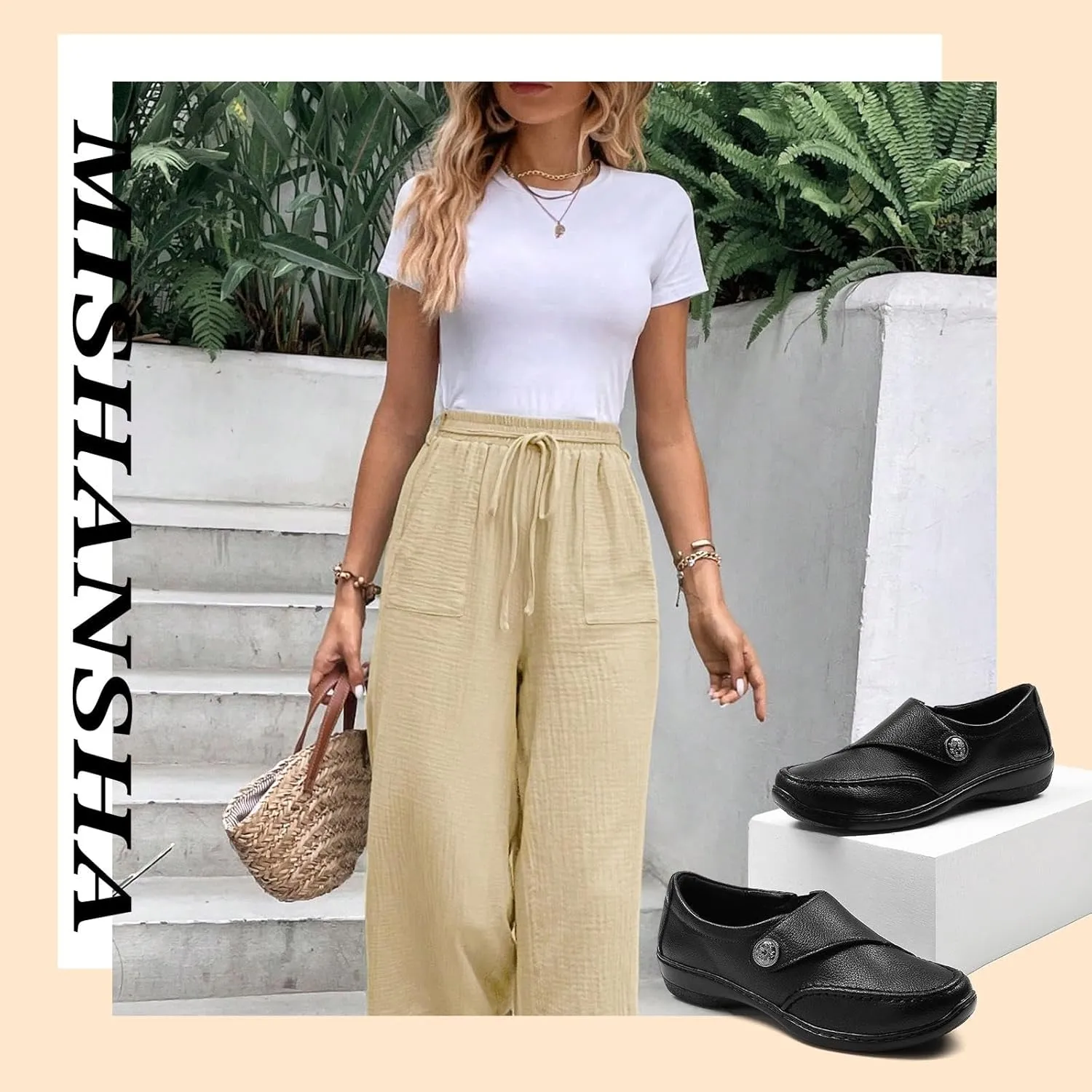 Mishansha Women's Slip On Loafers Closed Toe Flat Sandals Comfort Walking Shoes