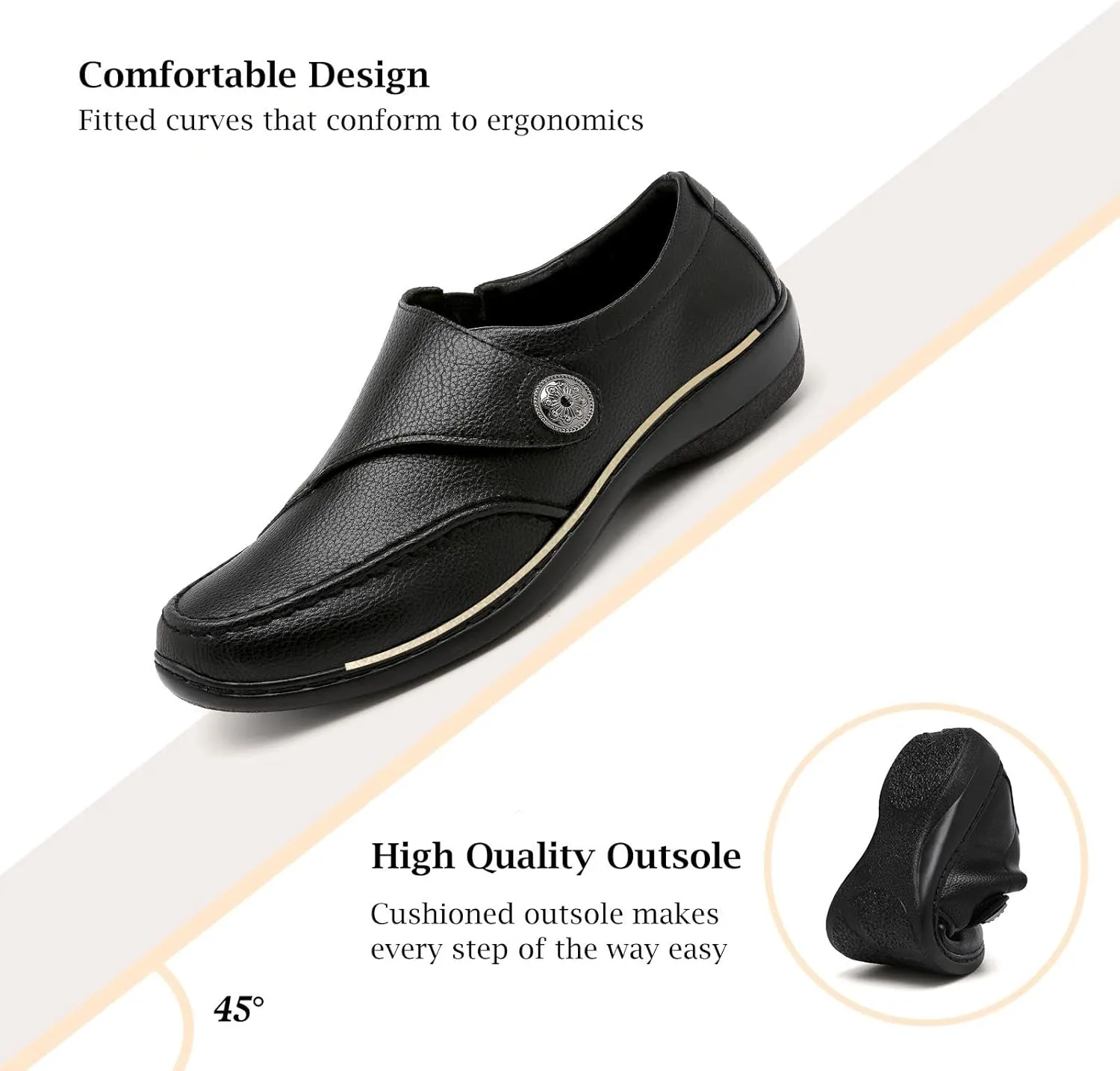Mishansha Women's Slip On Loafers Closed Toe Flat Sandals Comfort Walking Shoes