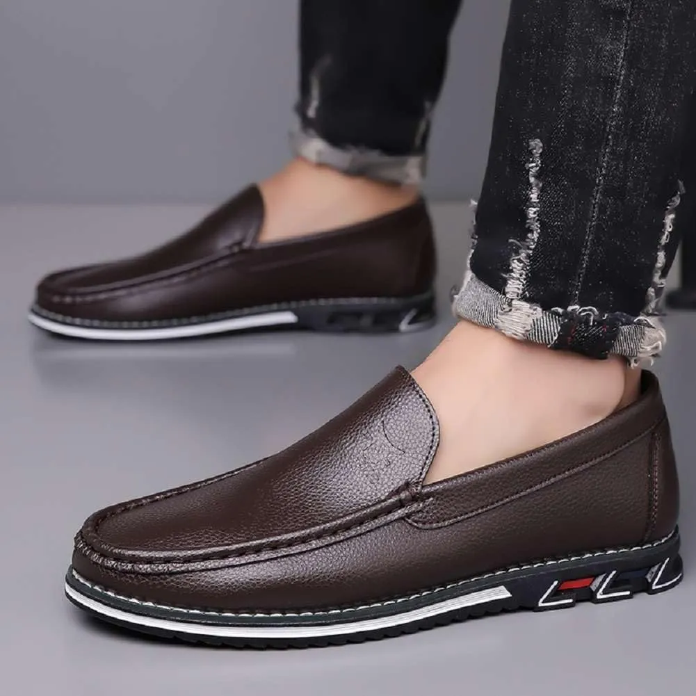 mitvr Mens Casual Leather Shoes Business Slip-on Shoes Comfort Fashion Driving Shoes for Male