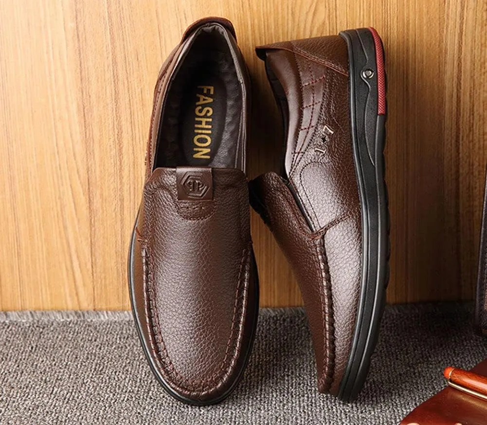 mitvr Mens Casual Leather Shoes Business Slip-on Shoes Comfort Fashion Driving Shoes for Male