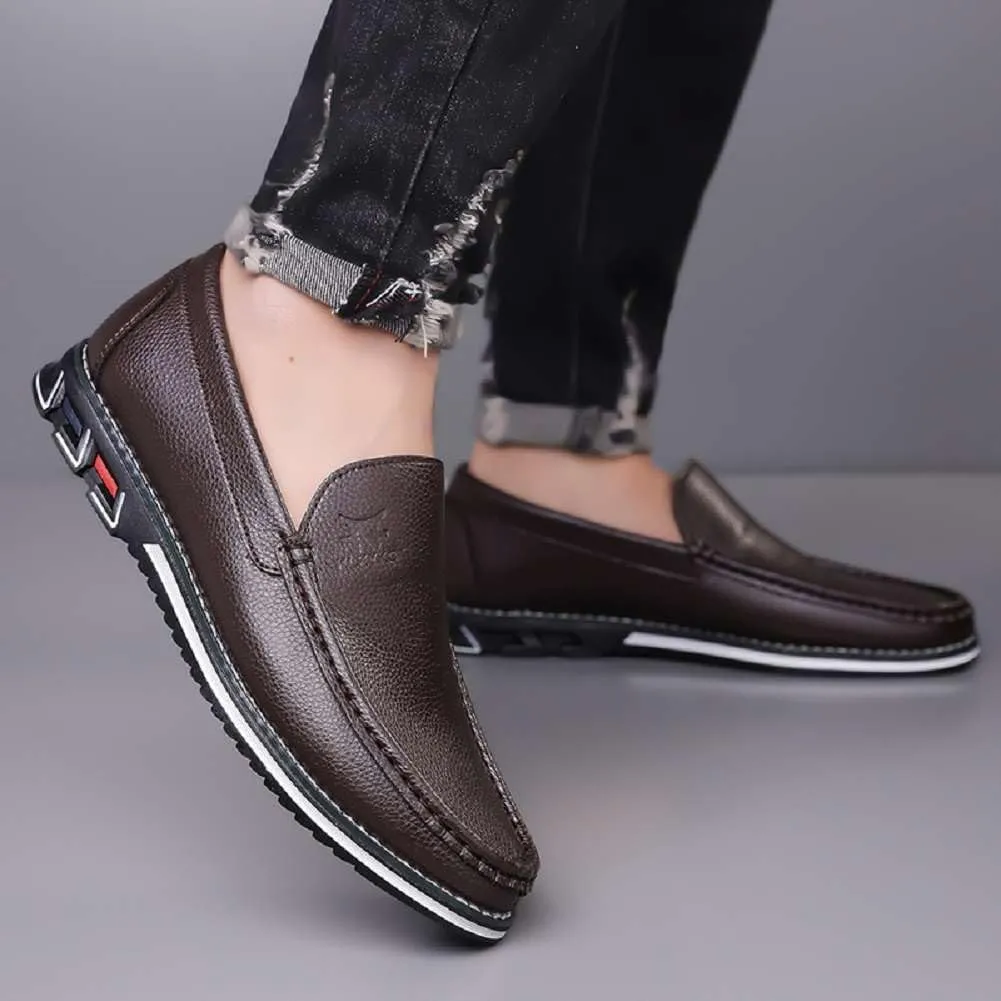mitvr Mens Casual Leather Shoes Business Slip-on Shoes Comfort Fashion Driving Shoes for Male