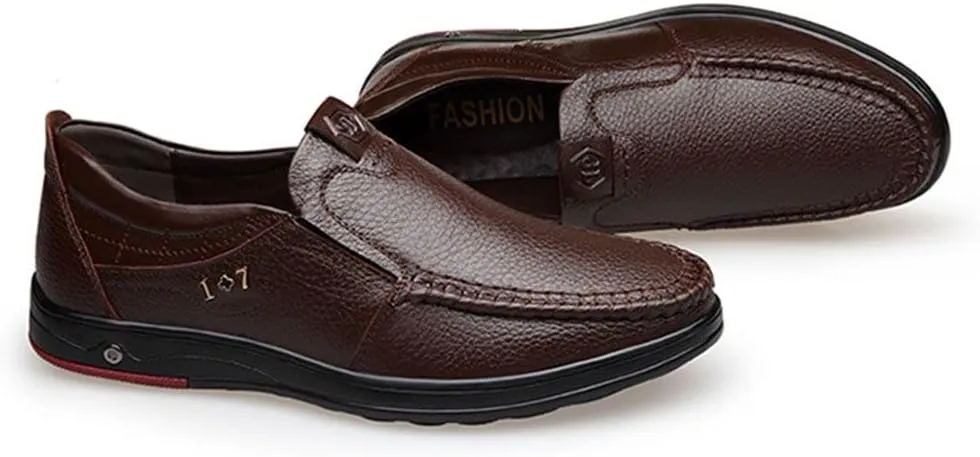 mitvr Mens Casual Leather Shoes Business Slip-on Shoes Comfort Fashion Driving Shoes for Male