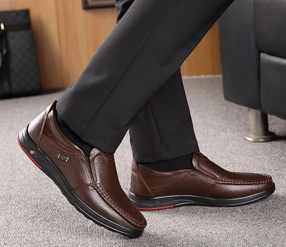 mitvr Mens Casual Leather Shoes Business Slip-on Shoes Comfort Fashion Driving Shoes for Male