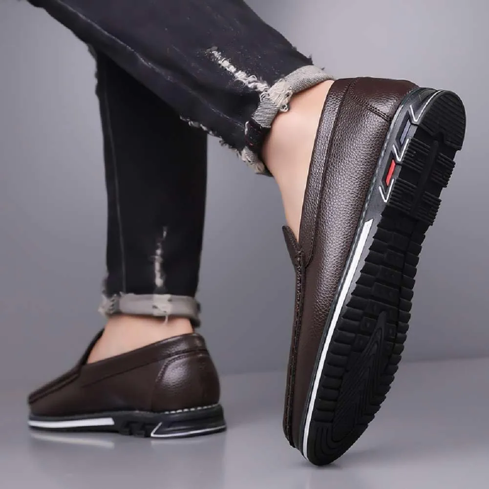 mitvr Mens Casual Leather Shoes Business Slip-on Shoes Comfort Fashion Driving Shoes for Male