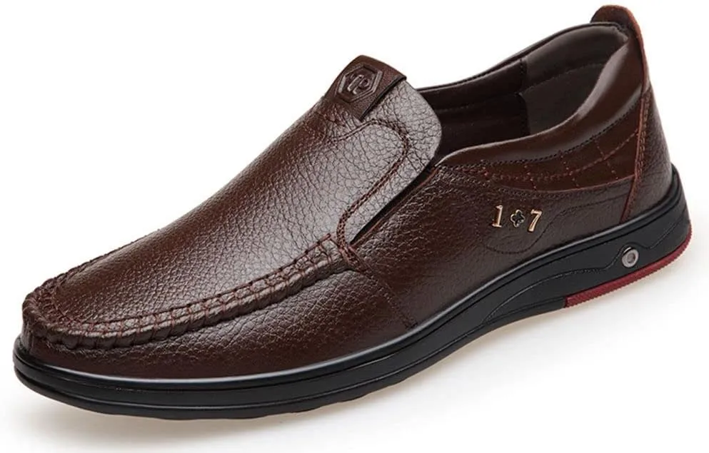mitvr Mens Casual Leather Shoes Business Slip-on Shoes Comfort Fashion Driving Shoes for Male