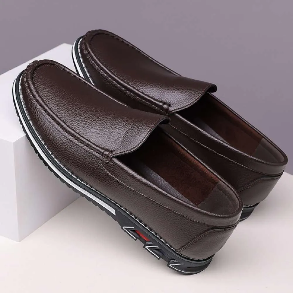 mitvr Mens Casual Leather Shoes Business Slip-on Shoes Comfort Fashion Driving Shoes for Male