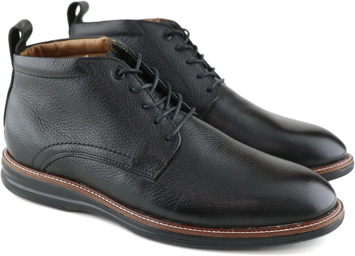 MJNY Mens Casual Comfortable Genuine Leather Chukka Laceup Ankle Boots Lightweight Breathable Classic Fashion Chelsea Dress Boots
