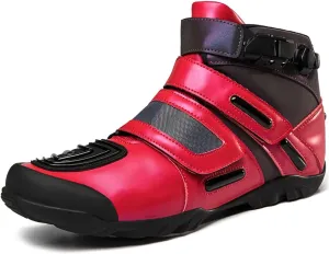 Motorcycle Boots for Men Women - Street Motorcycle Riding Shoes Racing Short Boots with Adjustable Buckle, Ankle Support, Anti-Slip Sole, Reinforced for Four Seasons,44,Style3