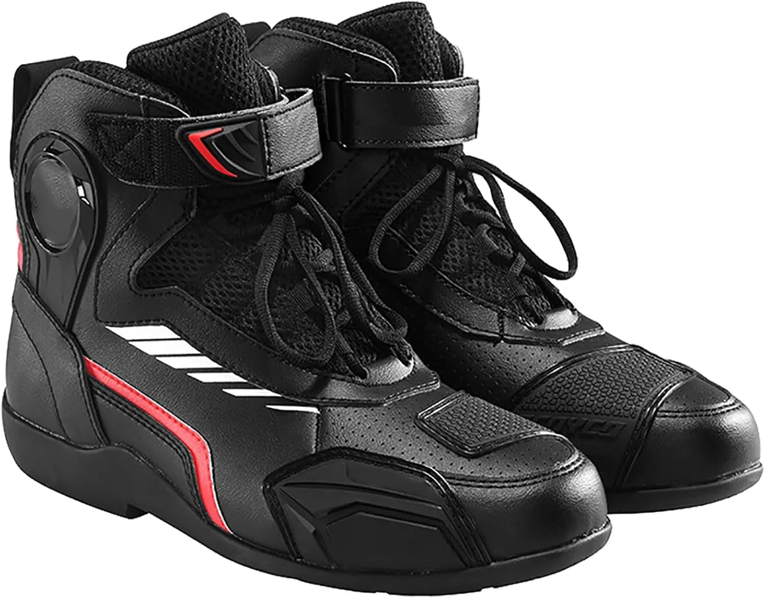 Motorcycle Shoes(39-46), Mens Breathable Street Riding Boots with Ankle Support and Gear Shift Pad, Motorsports Protective Footwear for All Seasons, Waterproof/Non-Slip,45,Red