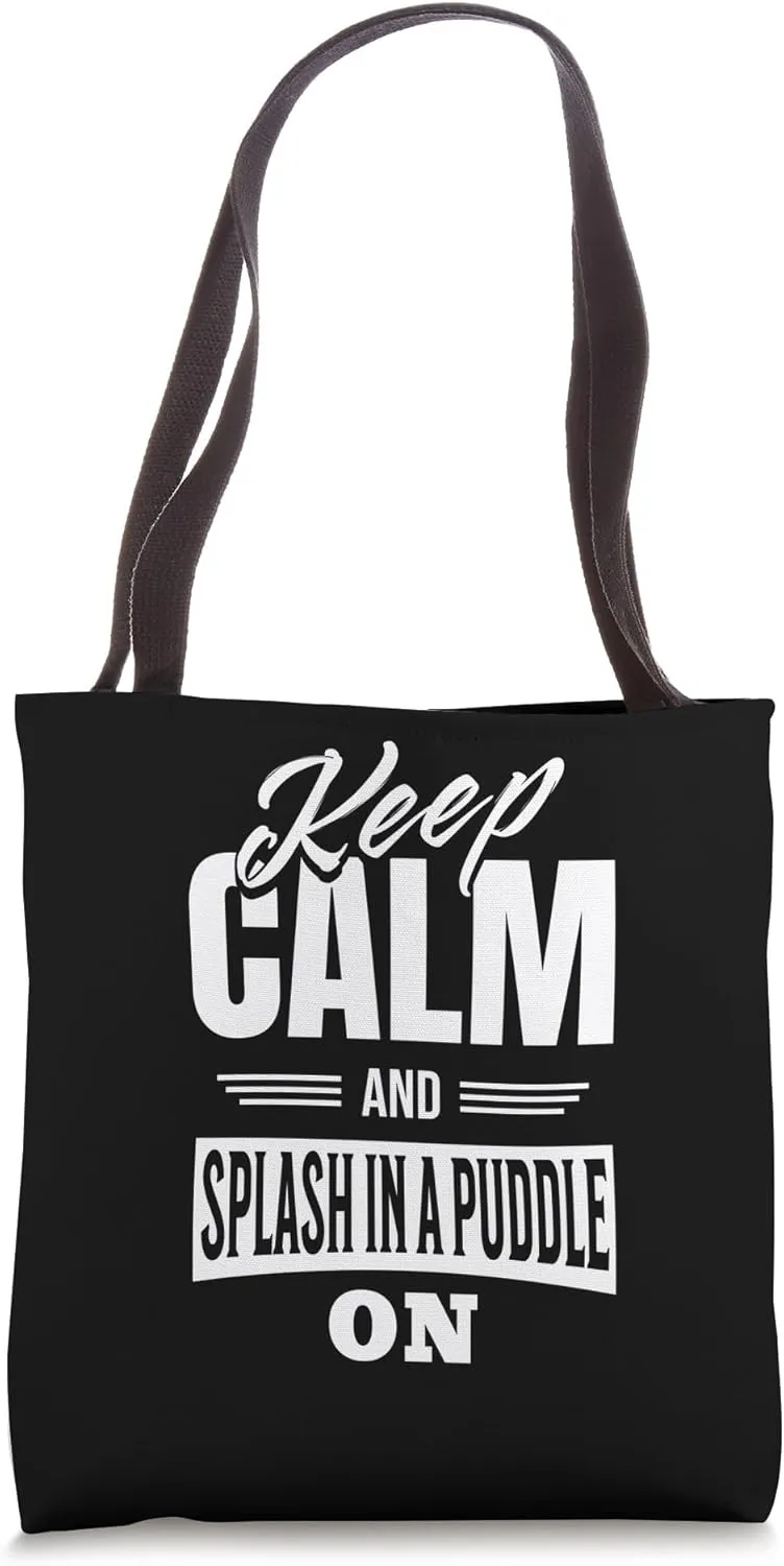 muddy rain boots rainy spring cloudy Splash in a puddle Tote Bag
