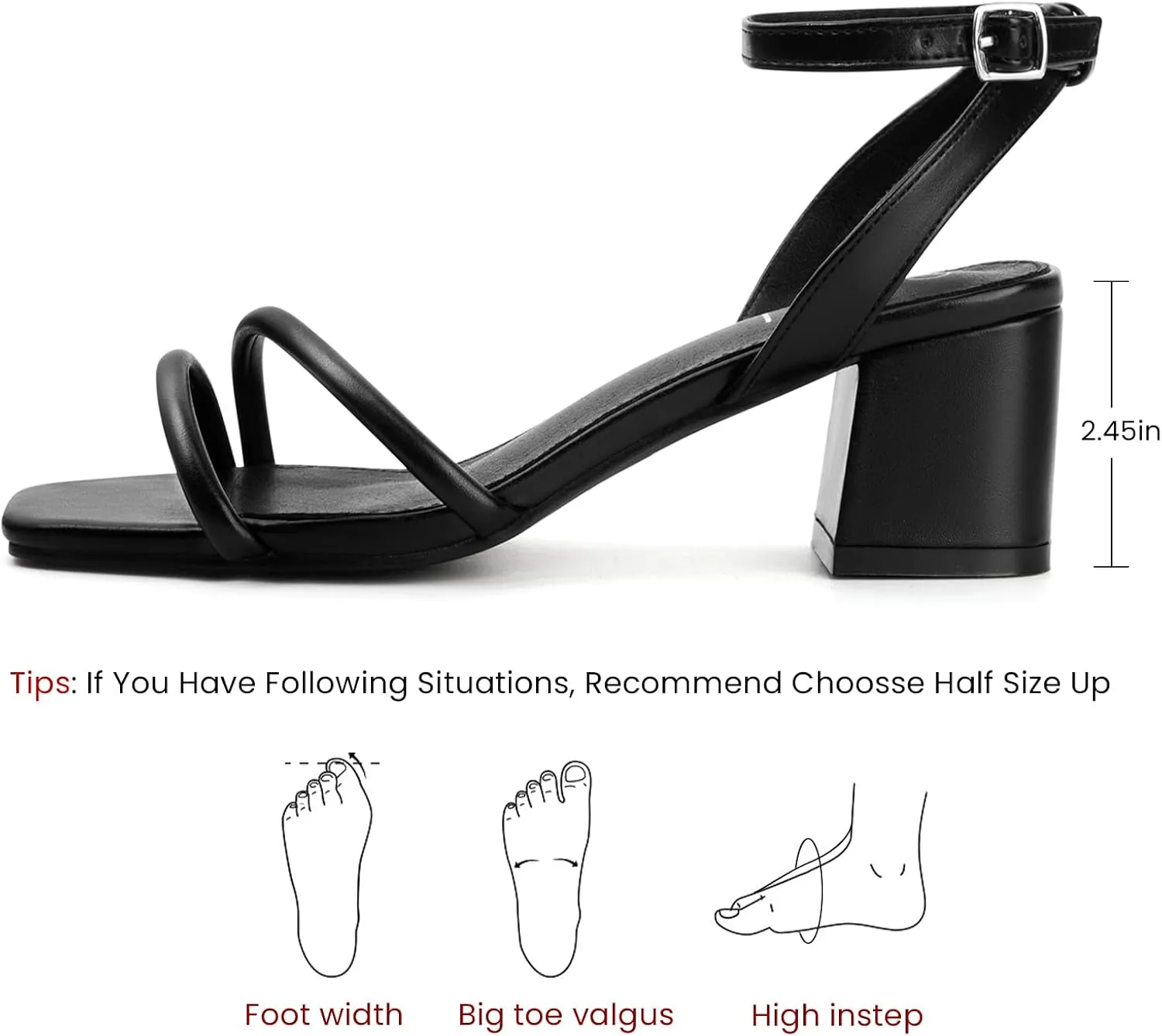 MUSSHOE Block Heeled Prom Heels Sandals for Women Chunky Square Open Toe Strappy High Heels Ankle Buckle Sandals Party Wedding Bridal Dress Shoes