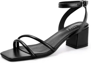MUSSHOE Block Heeled Prom Heels Sandals for Women Chunky Square Open Toe Strappy High Heels Ankle Buckle Sandals Party Wedding Bridal Dress Shoes